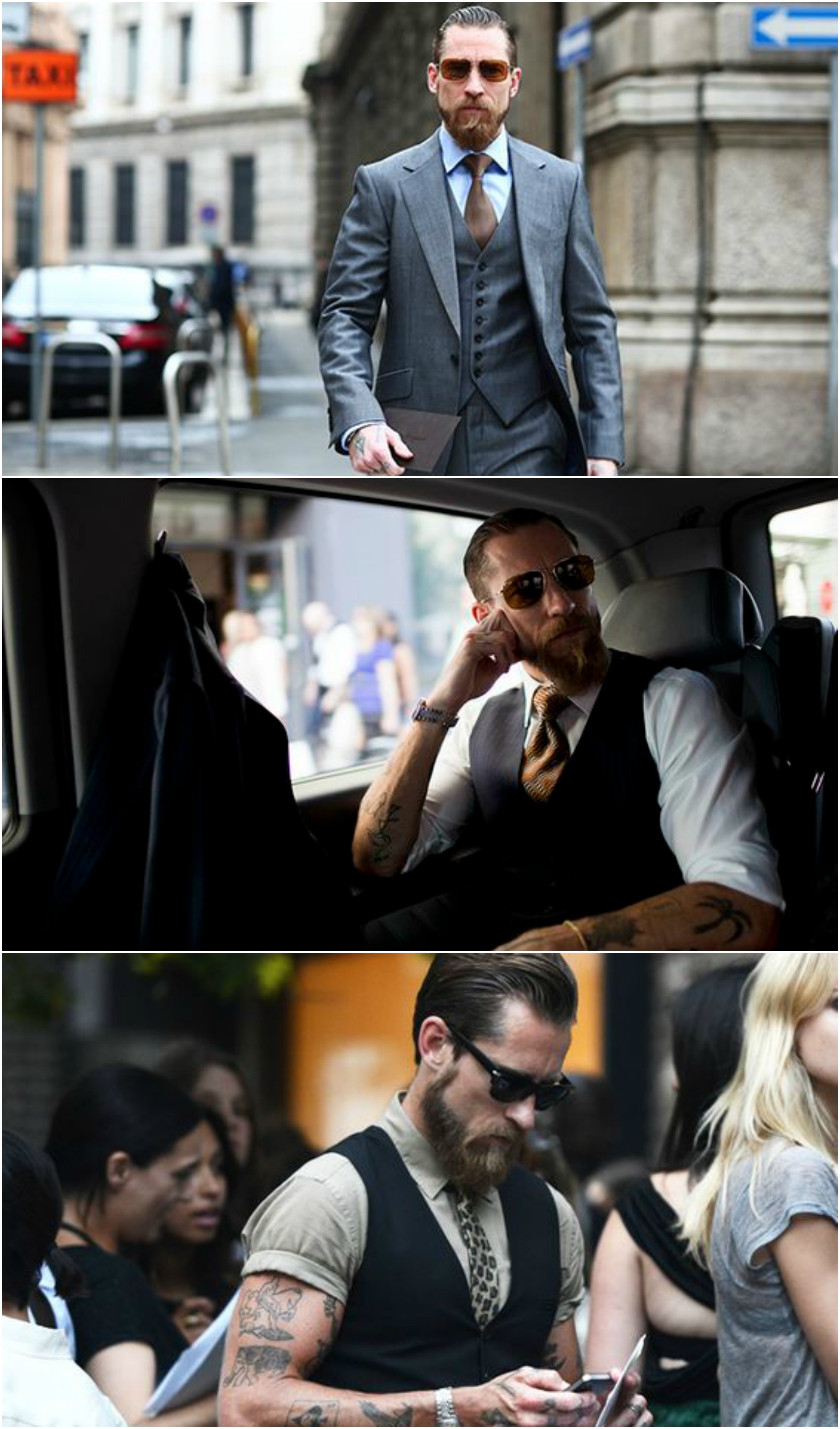 Τhe Bearded, Tattooed Badass Wall Street fashion gangster: Justin O' Shea
