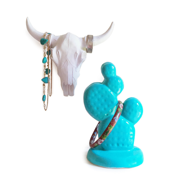 Horn & Cactus Jewelry Holder Set by Redwood Stoneworks $44
