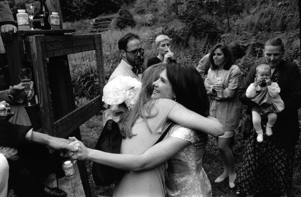 Blake at her wedding at her father's house in upstate New York, 1995