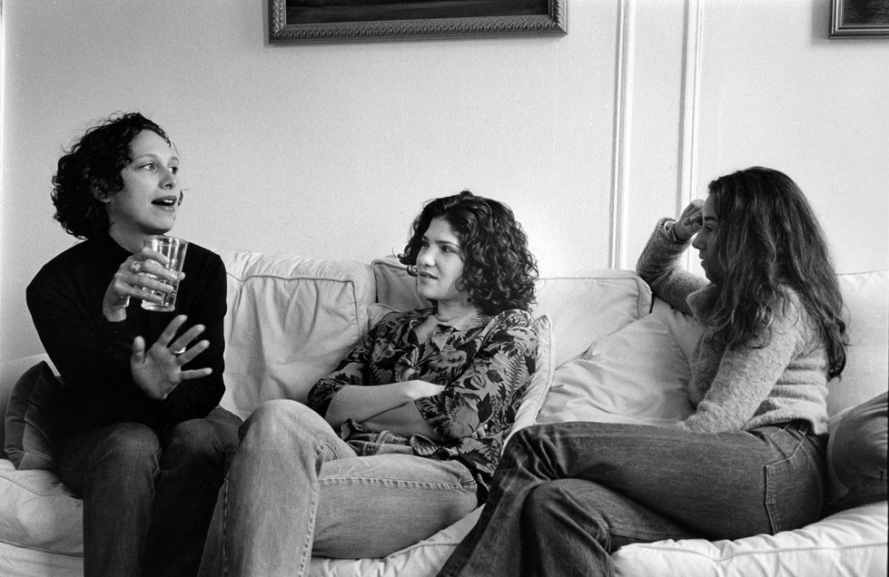 Leslie, Blake, and Jen G. in Blake's living room, 2001