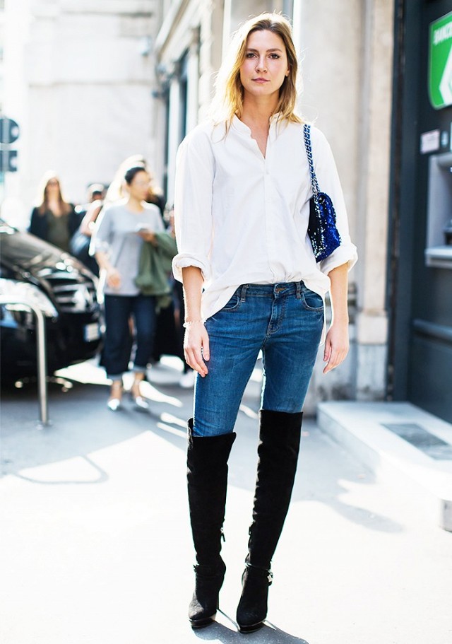 over-the-knee-thigh-high-boots-jeans-white-oxford-shirt-tucked-in-shirt-white-mens-oxford-weekend-brunch-fall-via-a-love-is-blind